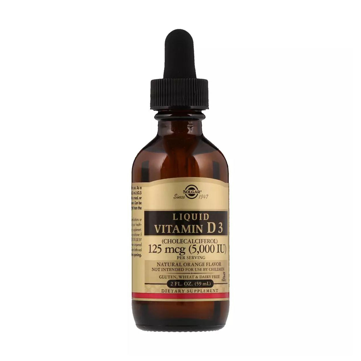Вітамін Д3 Solgar Liquid Vitamin D3 125 мкг, із апельсиновим смаком, в рідині, 59 мл