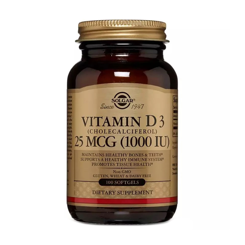 Вітамін Д3 Solgar Vitamin D3 Холекальціферол 1000 МО, 100 гелевих капсул