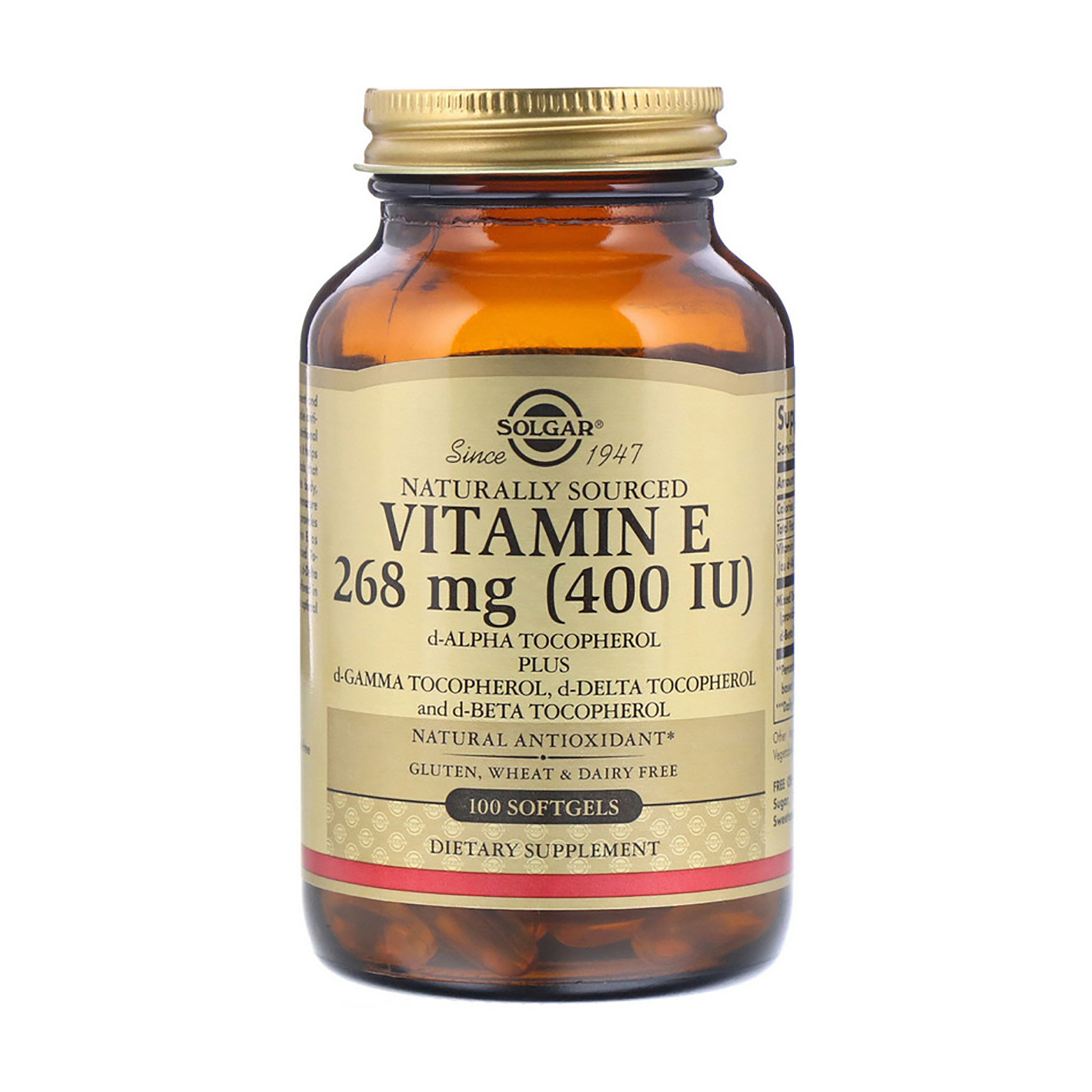 Вітамін E Solgar Vitamin E 400 МО, 100 капсул